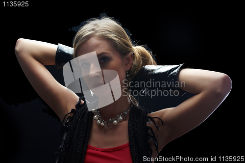 Image of The beautiful girl with black gloves