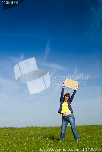 Image of Girl with a paper card