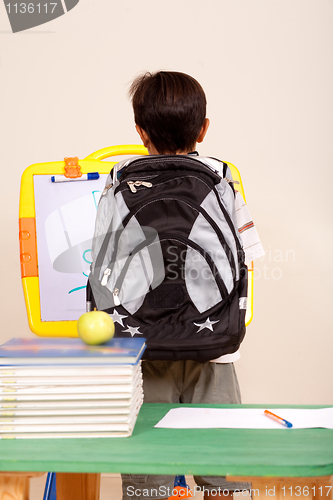 Image of Rear view of a smart school kid