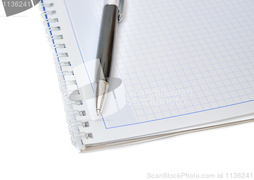 Image of Pen and diary on white background