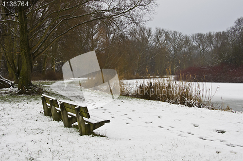 Image of snowy bench