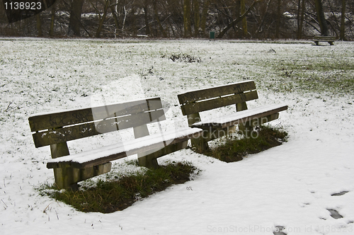 Image of snowy bench