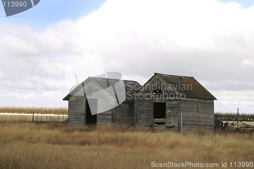 Image of Two Old Grain Bins