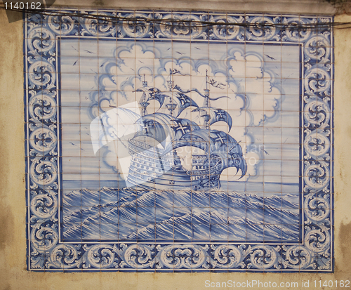 Image of Windjammer picture on portuguese tiles