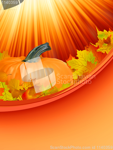 Image of Abstract Classical autumn card with pumpkin. EPS 8