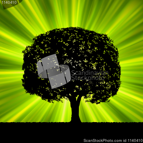 Image of Tree with green burst template. EPS 8