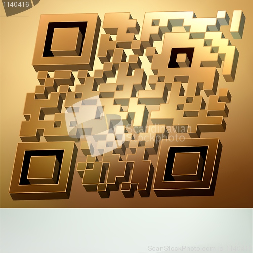 Image of Gold 3D qr code for item in sale. EPS 8