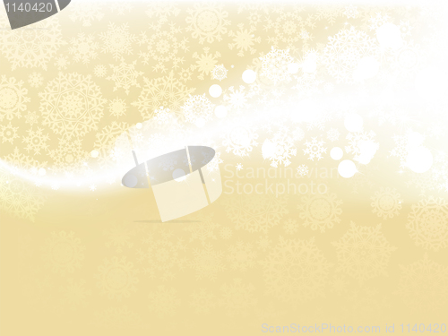 Image of Gold winter background & snowflakes. EPS 8