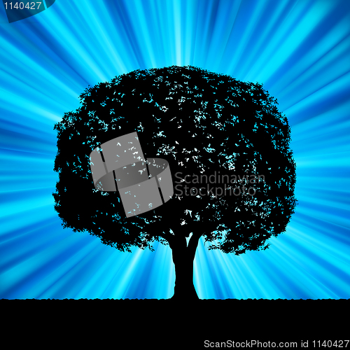Image of Tree with blue burst template. EPS 8