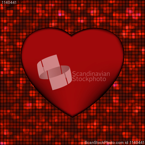 Image of Abstract mosaic glowing heart background. EPS 8