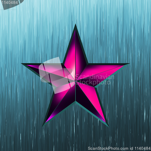 Image of illustration of a purple star on steel. EPS 8