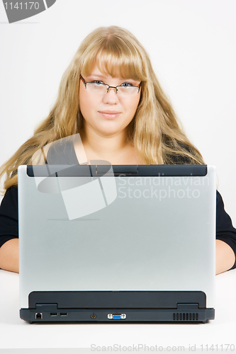 Image of blonde with a laptop