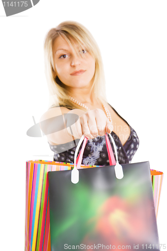 Image of attractive girl with packages