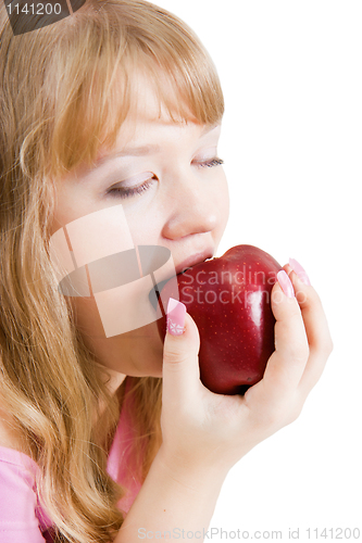 Image of girl biting the apple