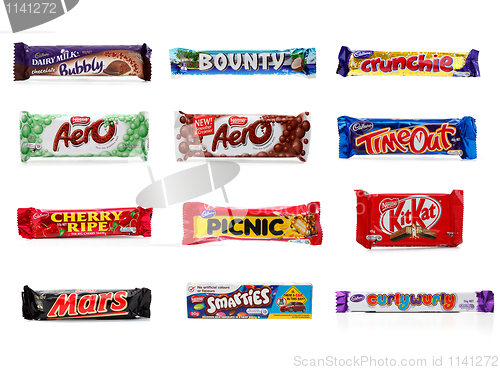 Image of Various chocolate snack bars