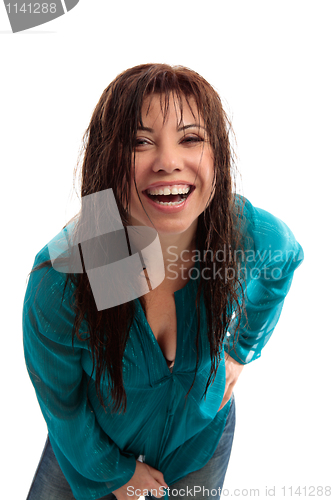 Image of Happy vibrant girl laughing