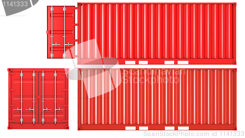 Image of Opened and closed container front and side view