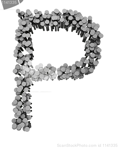 Image of Alphabet made from hammered nails, letter P
