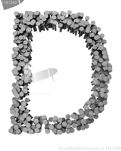 Image of Alphabet made from hammered nails, letter D