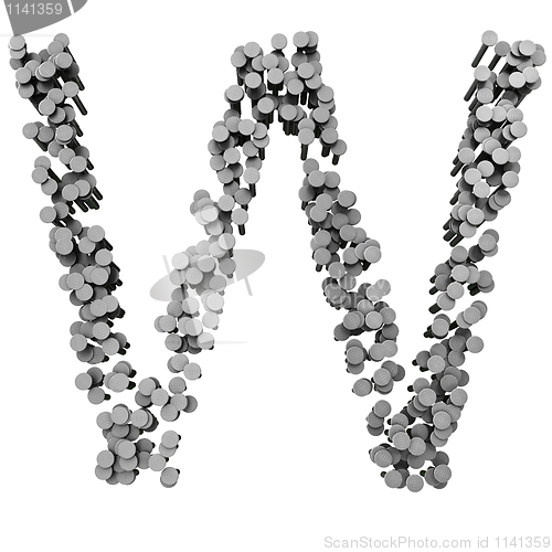 Image of Alphabet made from hammered nails, letter W