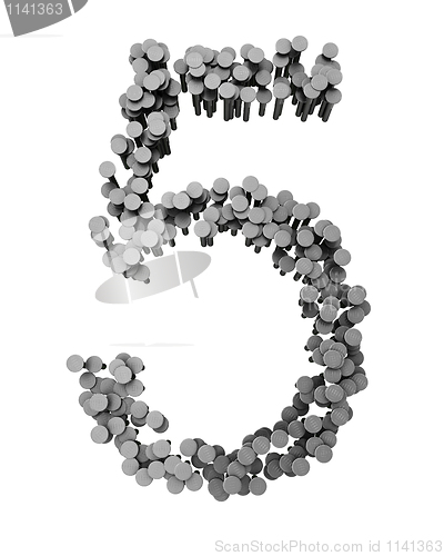 Image of Alphabet made from hammered nails isolated, number 5