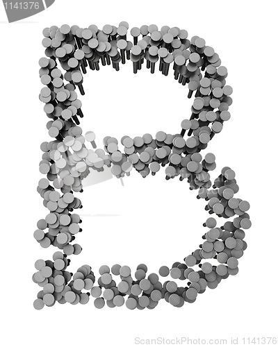 Image of Alphabet made from hammered nails, letter B