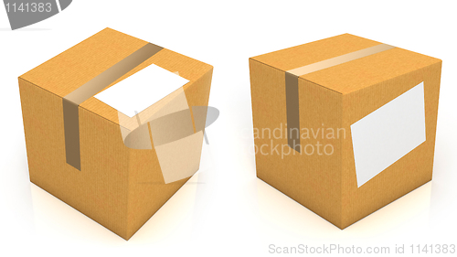 Image of Carton box with blank paper for text