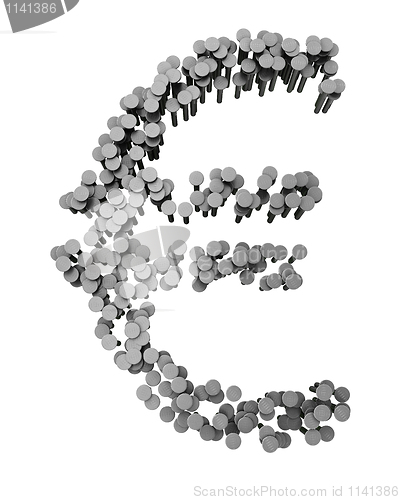 Image of Alphabet made from hammered nails, euro symbol