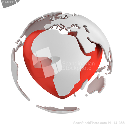 Image of Globe with heart, Africa part