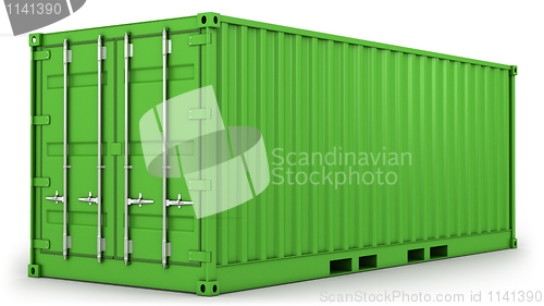 Image of Green freight container isolated