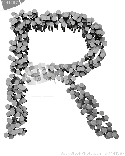 Image of Alphabet made from hammered nails, letter R