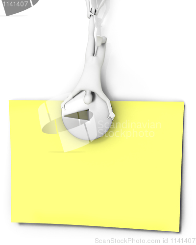 Image of Two abstract men pin yellow note