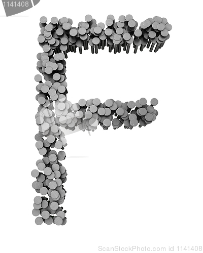 Image of Alphabet made from hammered nails, letter F