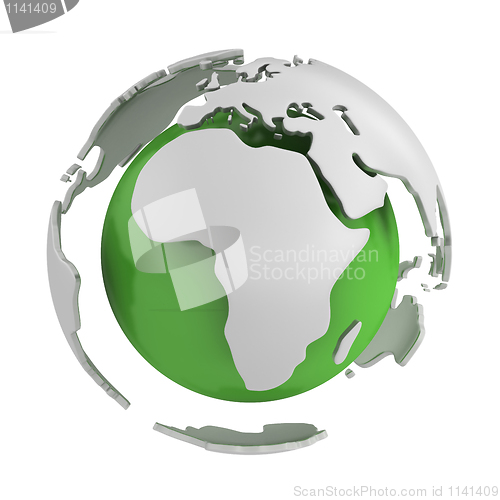 Image of Abstract green globe, Africa part