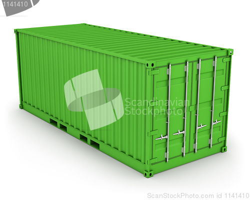 Image of Green freight container isolated 