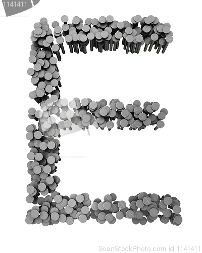 Image of Alphabet made from hammered nails, letter E