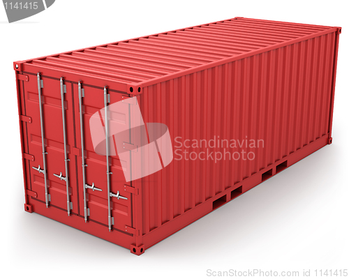 Image of Red freight container isolated