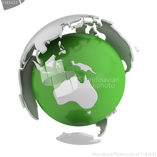 Image of Abstract green globe, Australia part