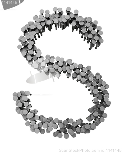 Image of Alphabet made from hammered nails, letter S