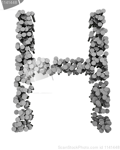 Image of Alphabet made from hammered nails, letter H