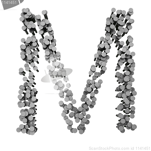 Image of Alphabet made from hammered nails, letter M