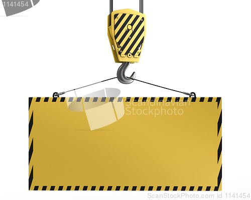 Image of Yellow crane hook lifting blank yellow for design purposes