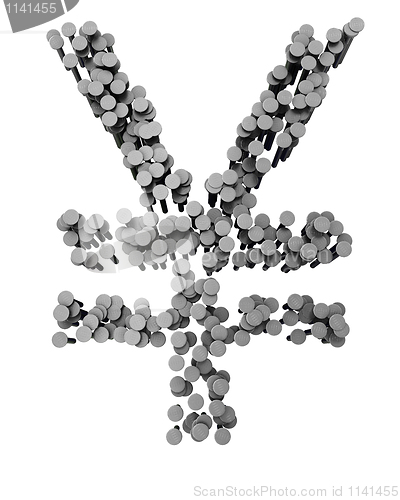 Image of Alphabet made from hammered nails, yen symbol