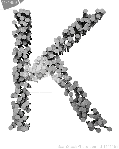 Image of Alphabet made from hammered nails, letter K