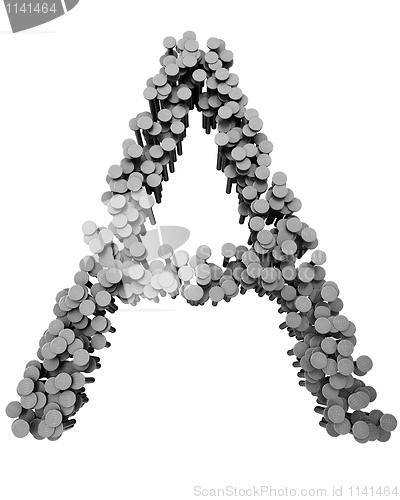 Image of Alphabet made from hammered nails, letter A