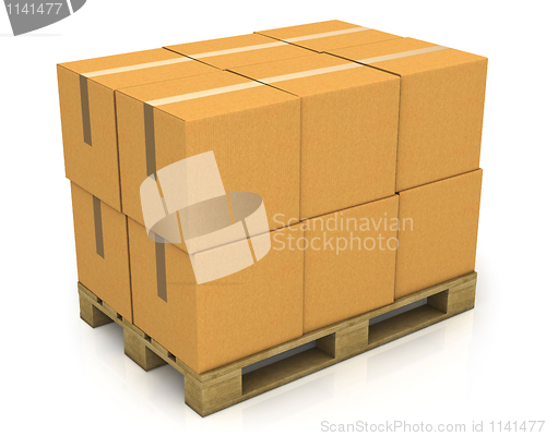 Image of Stack of carton boxes on a pallet