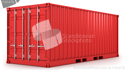 Image of Red freight container isolated