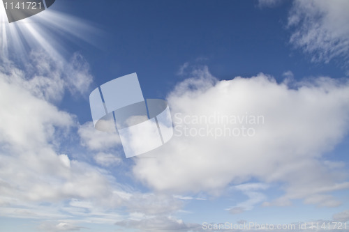 Image of Beautiful blue sky and white clouds 