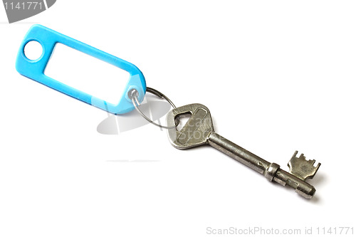 Image of Blank tag and a key isolated on white