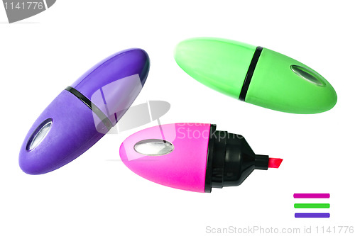 Image of Three mini colorful highlighters 